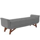 Ver imagem 1 de Puff Recamier Decorativo com Pés em Madeira 140 Cm Itália Linho Cinza - Lyam Decor