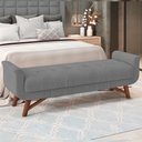 Ver imagem 2 de Puff Recamier Decorativo com Pés em Madeira 140 Cm Itália Linho Cinza - Lyam Decor