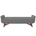 Ver imagem 3 de Puff Recamier Decorativo com Pés em Madeira 140 Cm Itália Linho Cinza - Lyam Decor