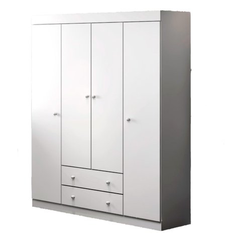 Guarda Roupa Infantil Com 4 Porta e 2 Gavetas Helena Cor Branco Phoenix Baby 8657 - BRANCO