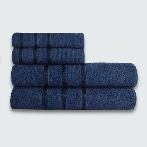 Jogo de Toalha 4 Peças Verona Luxo Beka 100% Algodão Azul