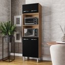 Ver imagem 6 de Paneleiro Alto com Nicho Micro-ondas 4 Portas Lara Savana / Preto