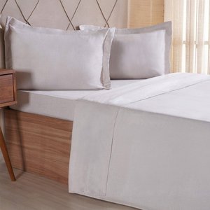 Jogo de Cama Casal 4 Pçs Line Stile 100% Poliéster 138x188x30cm Biscuit