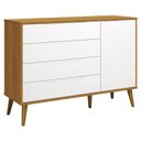 Ver imagem 1 de Cômoda com Porta Retrô Elfe Branco Acetinado Savana Amadeirado - Reller