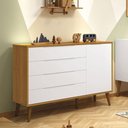 Ver imagem 2 de Cômoda com Porta Retrô Elfe Branco Acetinado Savana Amadeirado - Reller