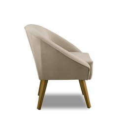 Poltrona Para Sala Decorativa Milena Veludo Bege Adonai Estofados - 4