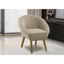 Poltrona Para Sala Decorativa Milena Veludo Bege Adonai Estofados - 1