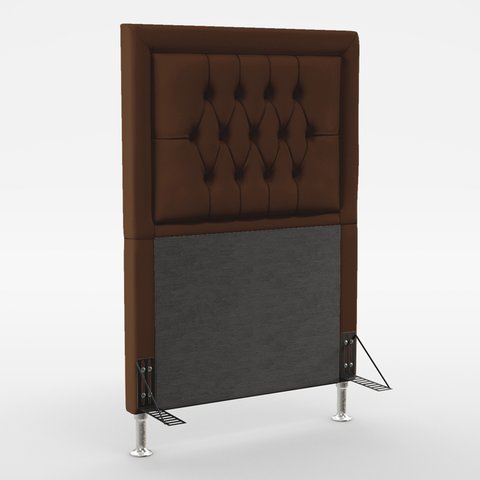 Cabeceira Estofada Decorativa Pegasus 90 Para Cama de Solteiro Couro Artificial Marrom Aradecor