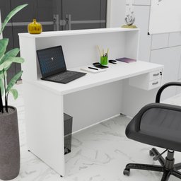 Balcão Atendimento Recepção Consultório 1200x600 C/gaveteiro - Branco - 3