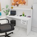 Ver imagem 2 de Balcão Atendimento Recepção Consultório 1200x600 C/gaveteiro - Branco