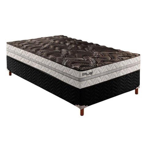 Cama Box Solteiro: Colchão Espuma D33 Paropas Pasquale Plus + Base CRC Suede Black(88x188)