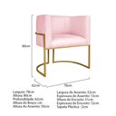 Ver imagem 7 de Kit Divã Luna 160cm Lado Esquerdo e 02 Poltronas Base de Ferro Dourado Suede Rosa Bebê