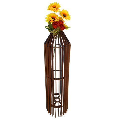 Vaso de Chão Decorativo Grande Mdf Penedo:marrom/90x20cm