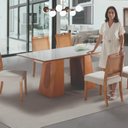 Ver imagem 5 de Conjunto Mesa Tampo de Vidro 200x100cm com 6 Cadeiras Celine Marrom/Amêndoa/Off White