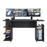 Mesa Gamer Escrivaninha Para Computador Home Office Nicho CPU 3 Prateleiras Quarto Preta - 6