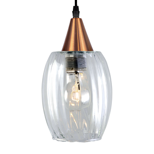 Lustre Pendente Taschibra Badih PP Canelado E27 Transparente Bivolt Cobre