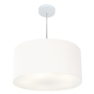 Lustre Pendente Cilíndrico Vivare Md-4213 Cúpula em Tecido 50x30cm - Bivolt - Branco - Bivolt