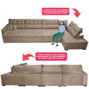 Ver imagem 4 de Sofá de Canto 4.80x2.36m Retrátil e Reclinável com Molas Cama inBox Platinum Direito Suede Bege