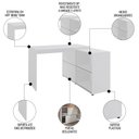 Ver imagem 3 de Mesa Escrivaninha em L Link e Estante Livreiro 90x187cm Lean A06 Branco - Mpozenato