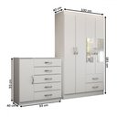 Ver imagem 4 de Guarda-roupa Solteiro Noah 4 Portas 2 Gavetas com Cômoda 1 Porta 5 Gavetas Branco - Panorama Móveis