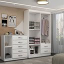 Ver imagem 2 de Guarda-roupa Solteiro Noah 4 Portas 2 Gavetas com Cômoda 1 Porta 5 Gavetas Branco - Panorama Móveis