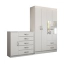 Ver imagem 3 de Guarda-roupa Solteiro Noah 4 Portas 2 Gavetas com Cômoda 1 Porta 5 Gavetas Branco - Panorama Móveis