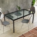 Ver imagem 1 de Mesa Sala de Jantar Cozinha Tampo de Vidro Retangular Soul 136 Cm 6 Lugares 4 Pés em Aço Preto