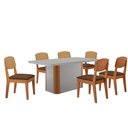Ver imagem 2 de Mesa de Jantar Isadora 180cm Tampo Mdf Vidro com 6 Cadeiras Veludo Marrom/off/nat/serig Off