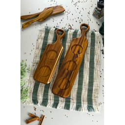 Tábua de Servir com Rebaixos para Molheira P - Madeira de Teca 36x10x2cm - 3