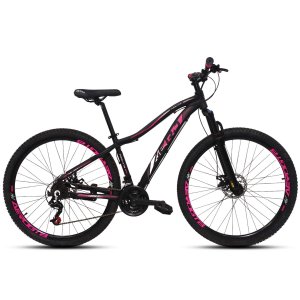 Bicicleta Aro 29 com Câmbio Traseiro Shimano Feeling Preto/rosa