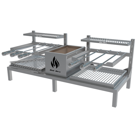 Parrilla Dupla de Alvenaria 118x45 com Grelha Uruguaia e Argentina + 6 Espetos