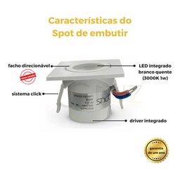 Kit com 2 Spots Quadrados 3000k Opus Eco Branco St1355 - 3