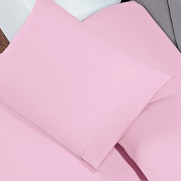 Jogo de Cama Solteiro Lençol Elástico Fronha 2 Peças Rosa - 3