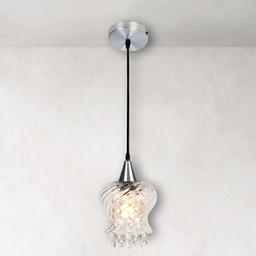 Lustre Pendente Taschibra Cristal Aisha Rigato E27 Transparente Bivolt Prata - 2