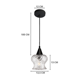 Lustre Pendente Taschibra Cristal Aisha Rigato E27 Transparente Bivolt Prata - 3
