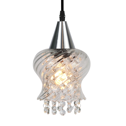 Lustre Pendente Taschibra Cristal Aisha Rigato E27 Transparente Bivolt Prata - 1
