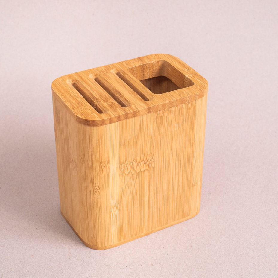 Ver imagem 3 de PORTA FACA E UTENSILIOS DE COZINHA BAMBU NATURAL:bambu