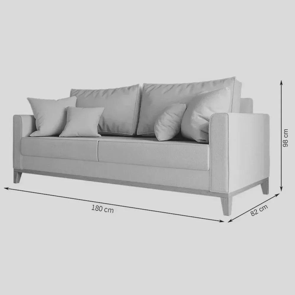 Ver imagem 6 de Kit Sofá 3 Lugares e 2 Poltronas Beny com Base de Madeira Linho Grafite