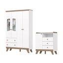 Ver imagem 2 de Conjunto Quarto de Bebê Retrô Guarda-Roupa + Cômoda Branco HP /Jequitiba Theo