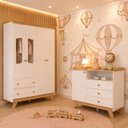 Ver imagem 1 de Conjunto Quarto de Bebê Retrô Guarda-Roupa + Cômoda Branco HP /Jequitiba Theo