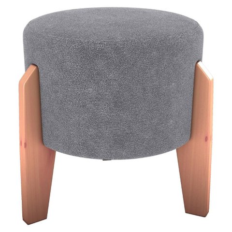 Puff Decorativo para Sala Luxo 44x44 Cm Boucle F497 Cinza Milani Store