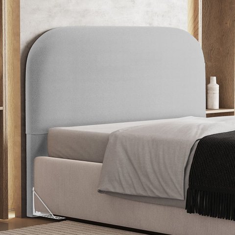 Cabeceira Cama Box Queen 160cm Orgânica Lanna W01 Linho Cinza - Lyam Decor