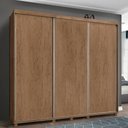 Ver imagem 1 de Guarda Roupa Casal 3 Portas de Correr 255 Cm Castanho Monique Shop Jm