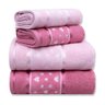 Jogo de Toalha 4 Peças - Charme Coração - 100% Algodão - Appel Cor: Rosa / Rosa Bebê - 1