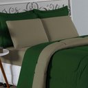 Ver imagem 2 de Kit Edredom Dupla Face + Jogo de Lençol Casal Viúva Nobre 6 Peças Malha 100% Algodão - Verde-