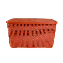 Caixa Organizadora Rattan 15 Litros com Tampa - Praticidade e Estilo Cor:terracota - 9