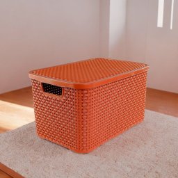 Caixa Organizadora Rattan 15 Litros com Tampa - Praticidade e Estilo Cor:terracota - 7