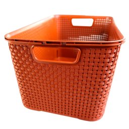 Caixa Organizadora Rattan 15 Litros com Tampa - Praticidade e Estilo Cor:terracota - 6