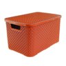 Caixa Organizadora Rattan 15 Litros com Tampa - Praticidade e Estilo Cor:terracota - 1