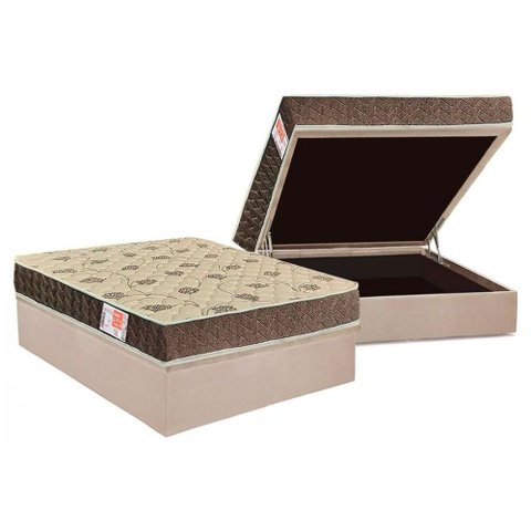 Conjunto Box Baú Casal: Colchão Molas Orthoflex D33 Comfortpedic Line + Base Crc Suede Clean (